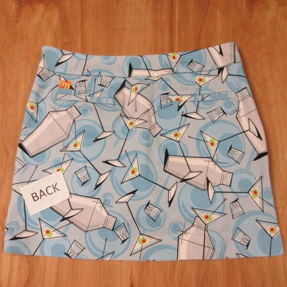 LOUDMOUTH Golf Partini Classic Skort Sz 8 Martini Cocktails Blue Skirt Shorts - Picture 9 of 16